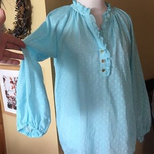 Lily Pulitzer size Small Tunic Round/Dot Ruffles Florida Preppy Vibes Beach Fun